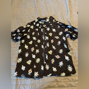 ModCloth robot blouse size XL shirt sleeve